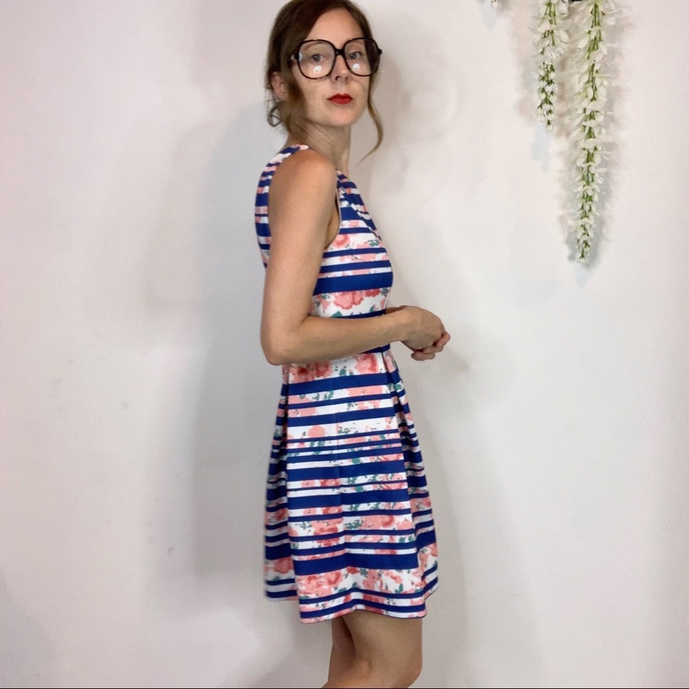 41 HAWTHORN fit & flare dress floral striped 1834 - Picture 4 of 8